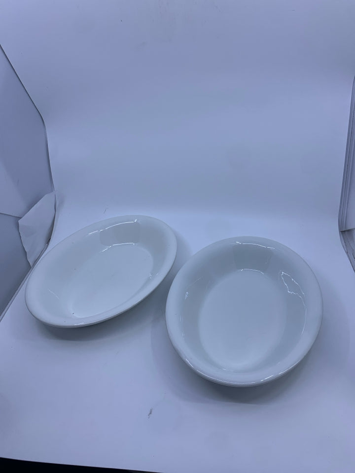 2 HEAVY WHITE OVAL SERVING BOWLS.