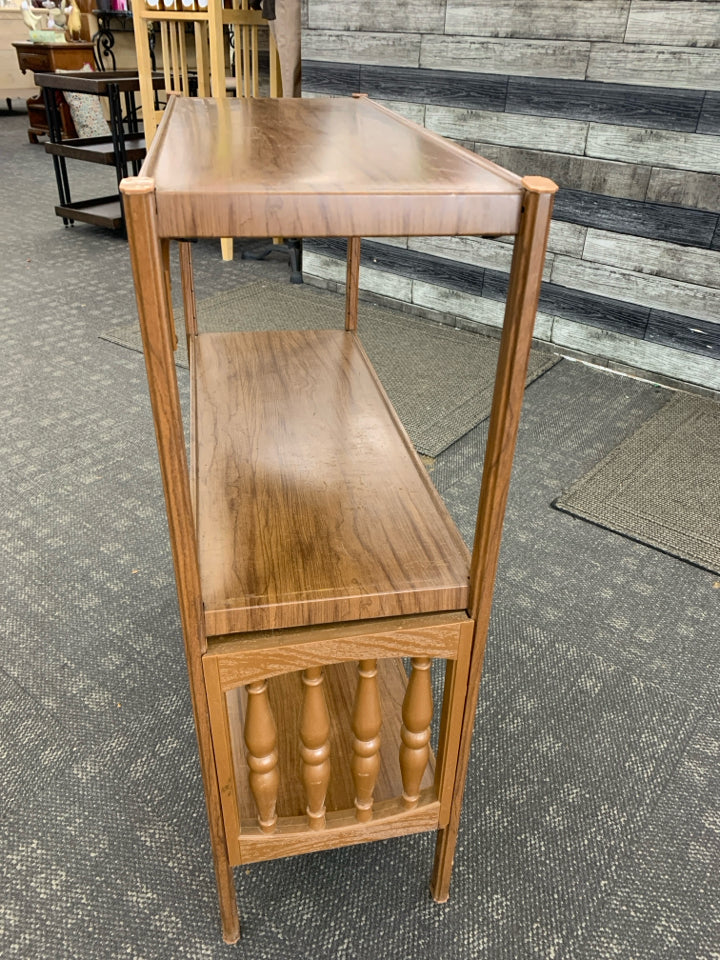 3 TIER WOOD GRAIN METAL SHELF.