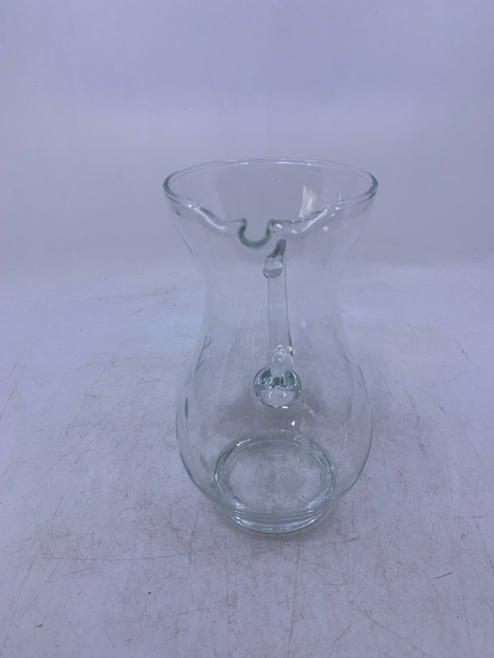 ETCHED FLOWER SMALL PITCHER WITH ICE LIP.