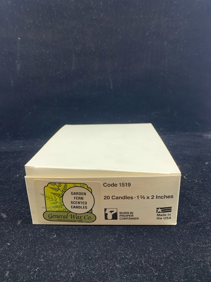 NIB 20 GARDEN FERN SCENTED CANDLES.