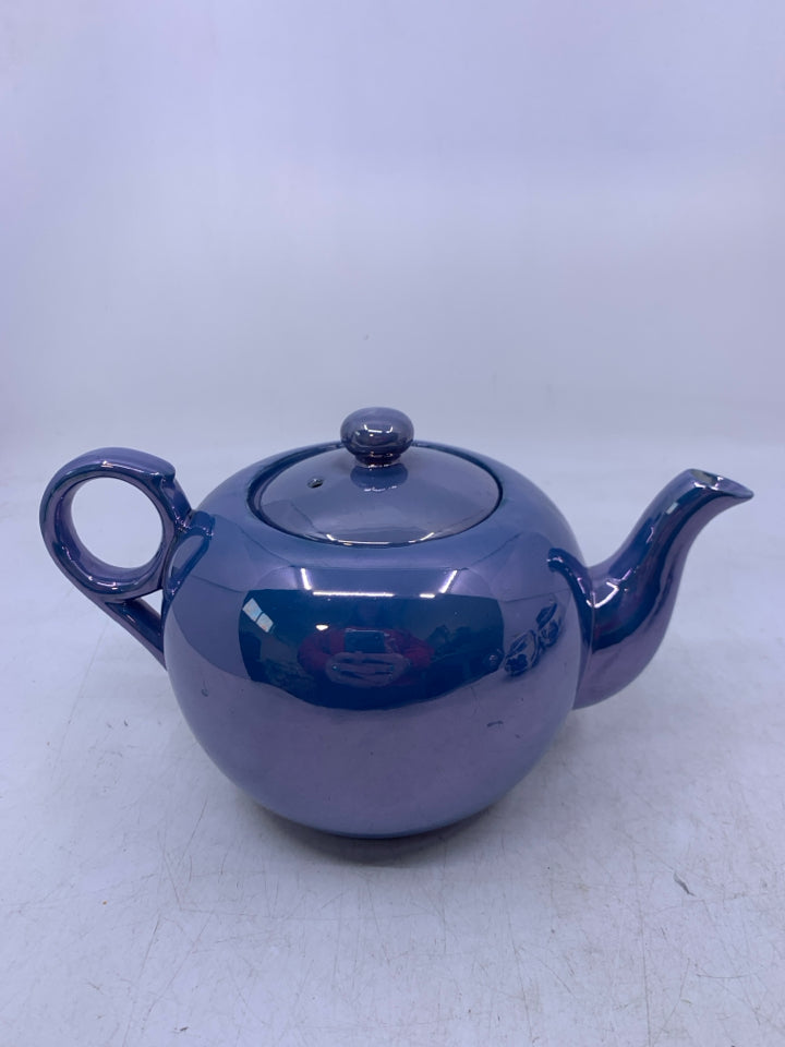 IRIDESCENT BLUE TEA POT.