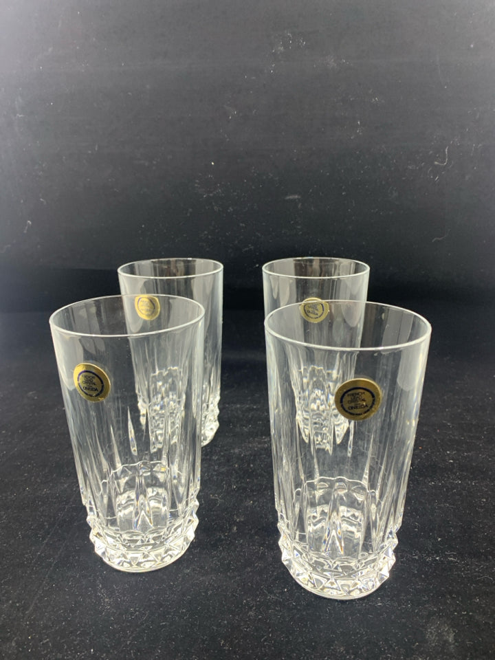 4 ONEIDA CRYSTAL WATER GLASSES.