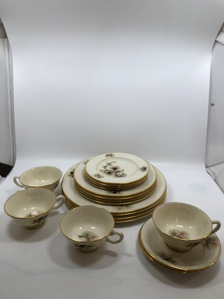 20PC PINECONE DISH SET - LENOX - SRV FOR 4.