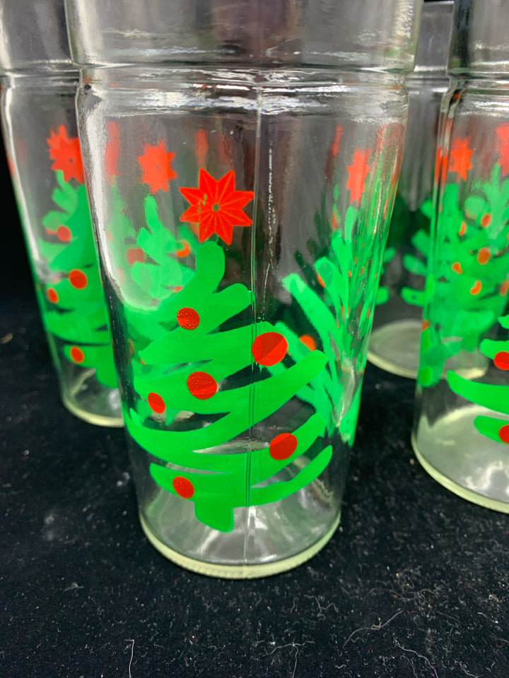 8 HEAVY GLASS CHRISTMAS TREE GLASSES.