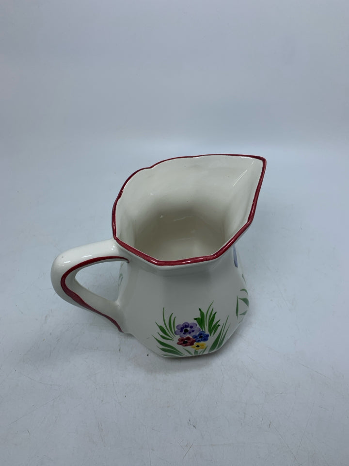 VTG PITCHER W/ BUTTERFLIES GRASS & FLOWERS RCCL MADE IN PORTUGAL.