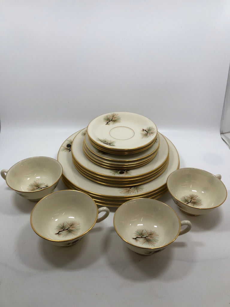 20PC PINECONE DISH SET - LENOX - SRV FOR 4.