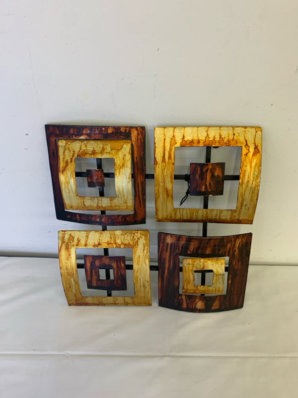 ABSTRACT BROWN SQUARE PATTERN WALL HANGING.