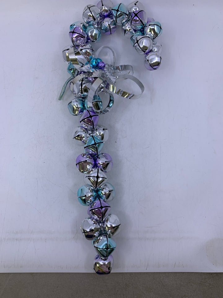 SILVER,BLUE,PURPLE CANDY CANE BELL.