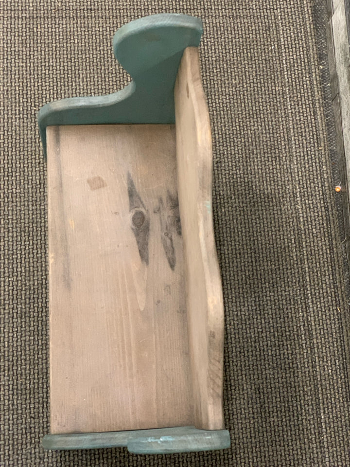 TEAL PAINTED GARDEN BENCH PLANT STAND.