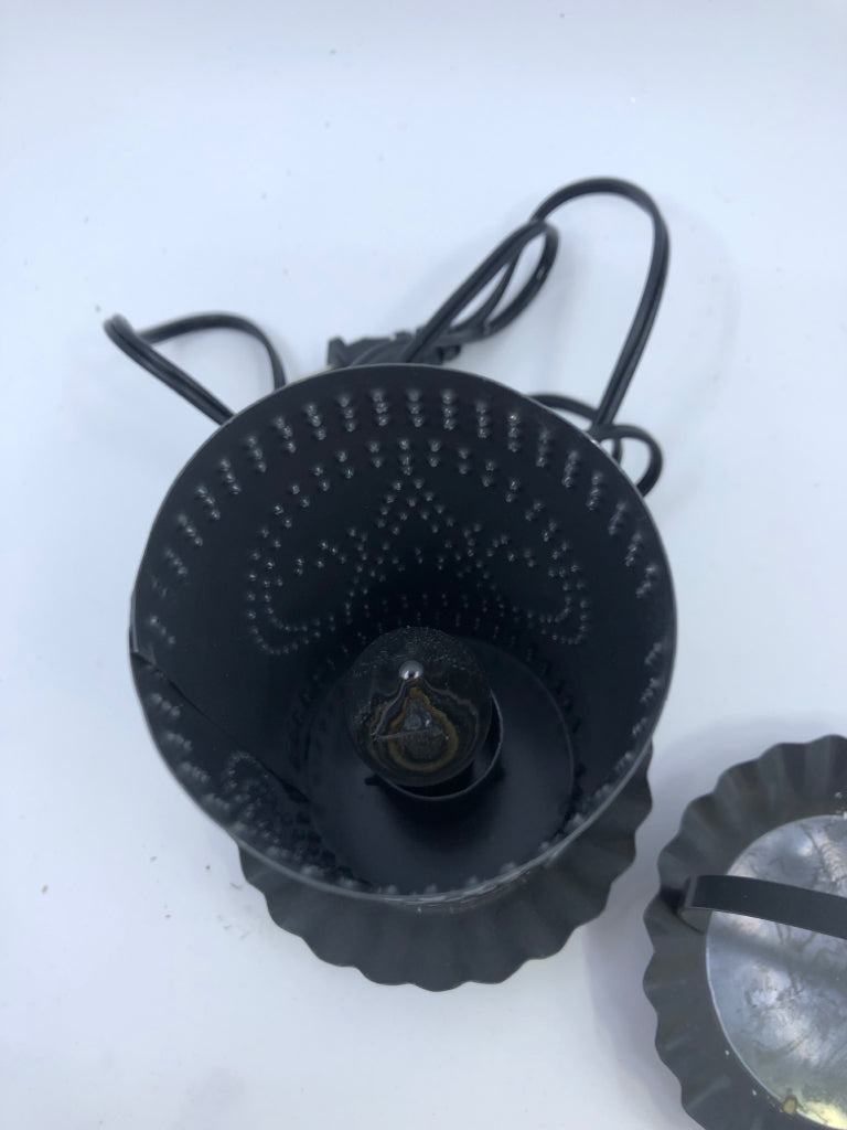 GREY METAL PIERCED STAR LIGHT WAX WARMER.