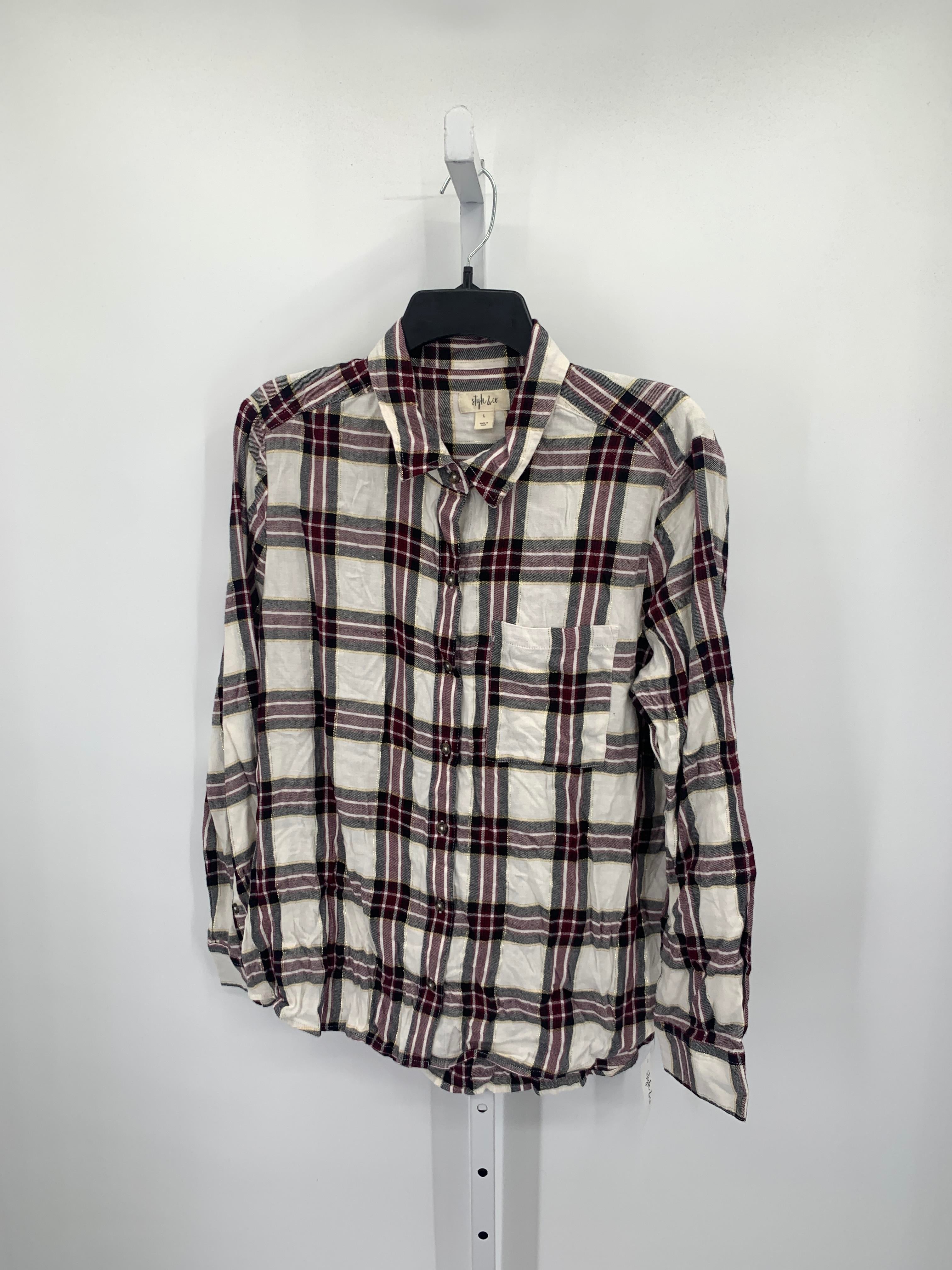 Style & Co. Size Large Misses Long Sleeve Shirt