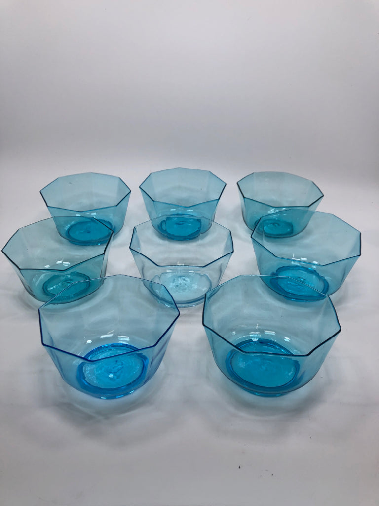 8PC BLUE OCTAGON BOWLS.
