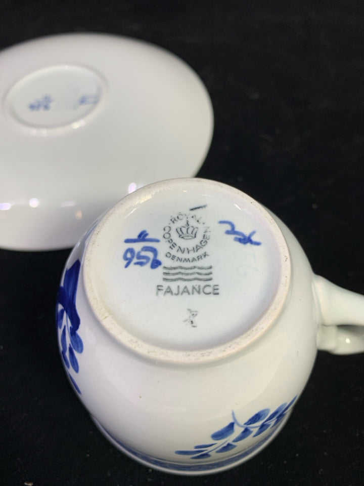 VTG BLUE FLORAL TEACUP/SAUCER.