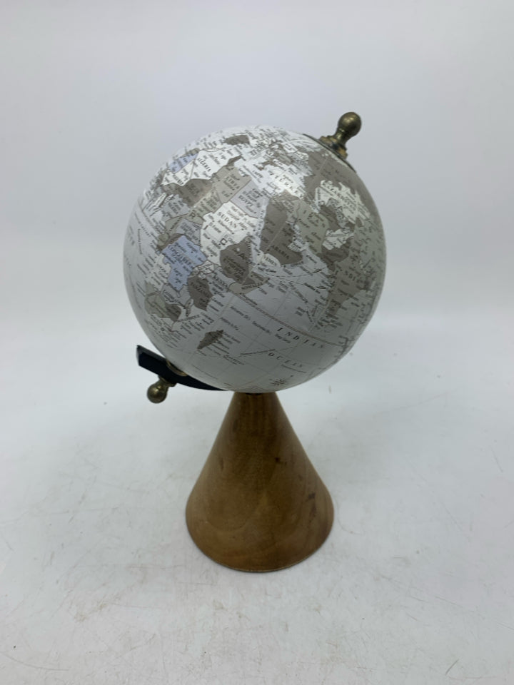 DESKTOP GLOBE ON WOOD STAND.