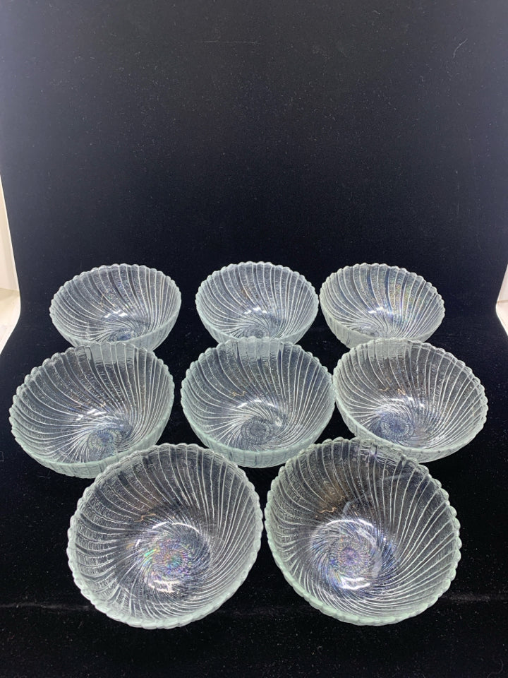 9PC SWIRL GLASS SALAD BOWL W/8 BOWLS.