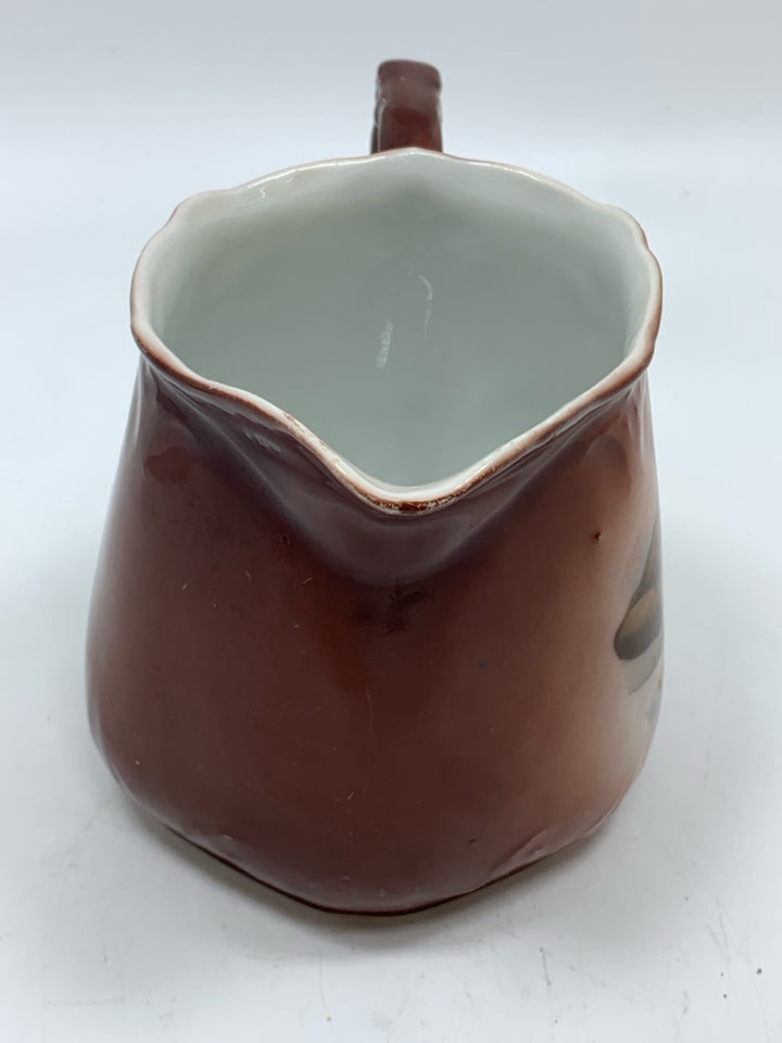 VTG MONK PAINTED PORCELAIN PITCHER- GERMANY.
