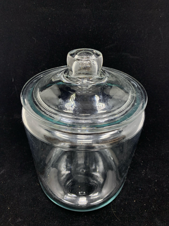CLEAR GLASS CANISTER W/LID.