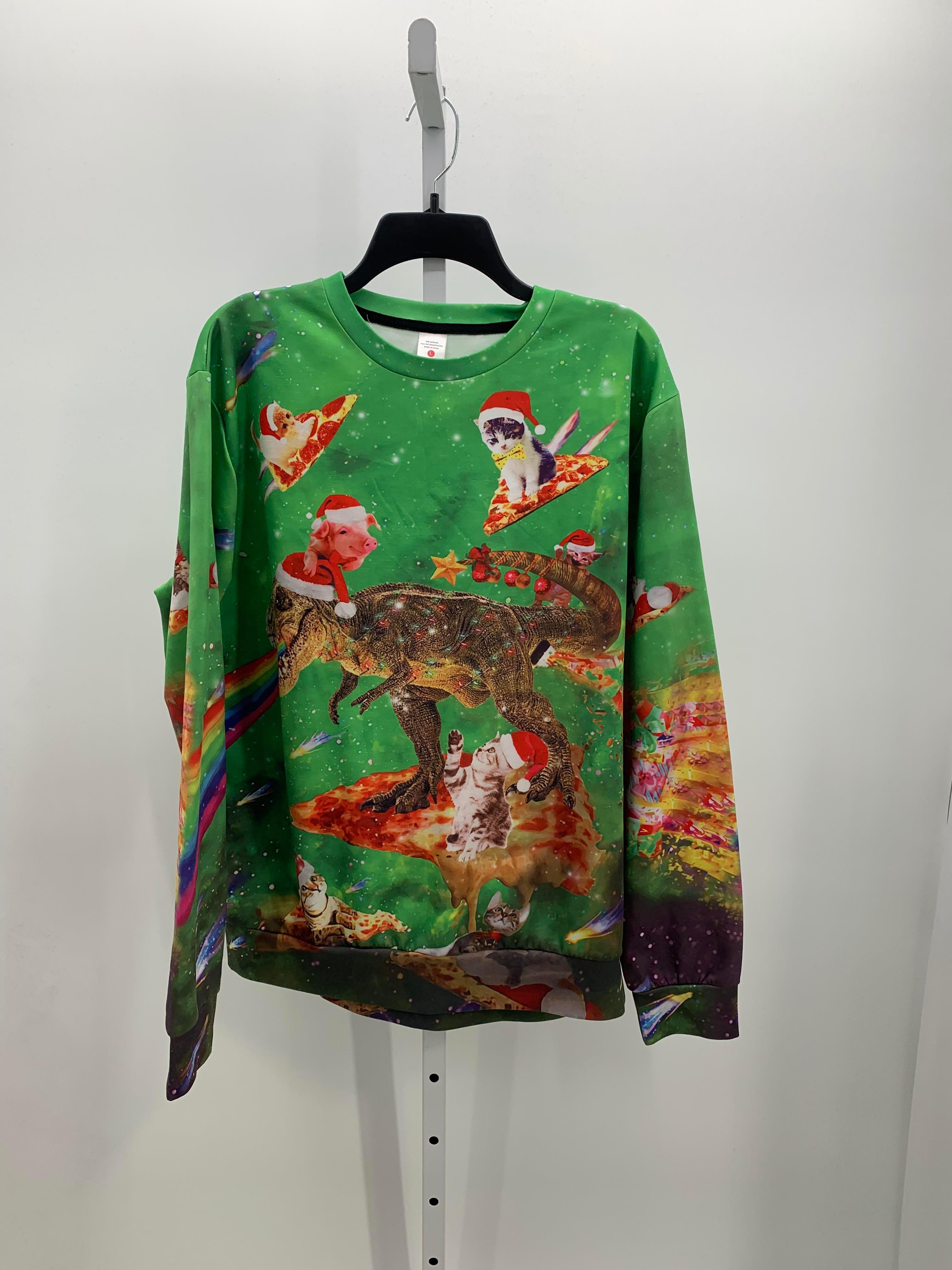 LONG SLV SHIRT KITTENS T-REX PIZZA.