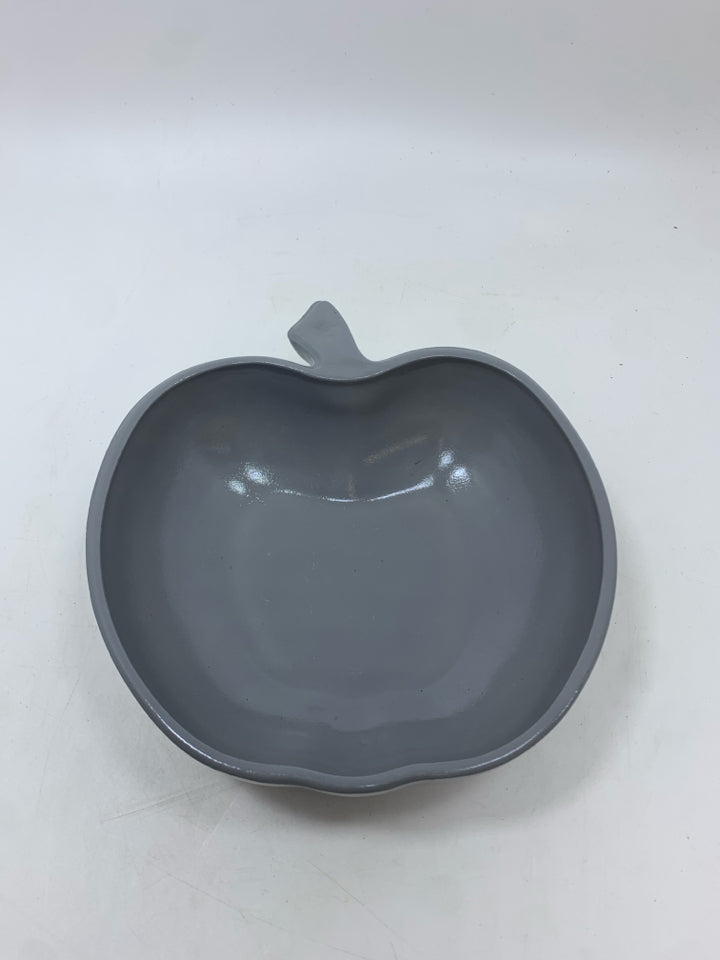GREY MILK GLASS APPLE DISH.