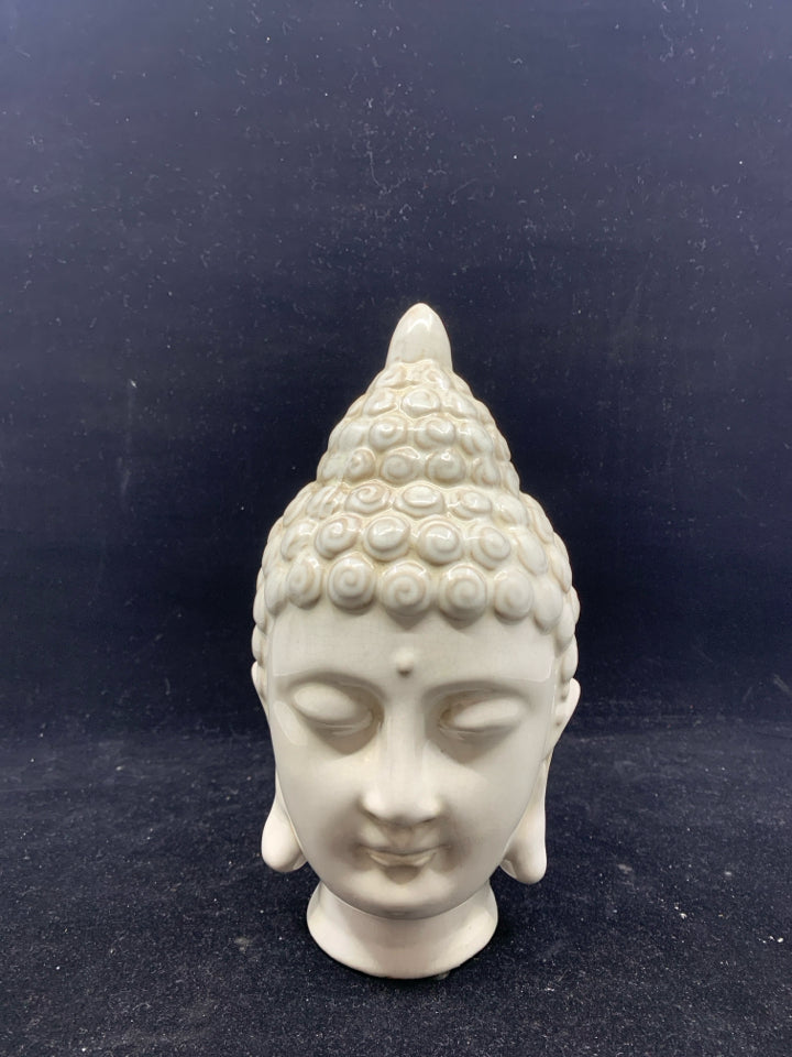 CREAM CRACKLE DESIGN CERAMIC TEXTURED BUDDHA HEAD.