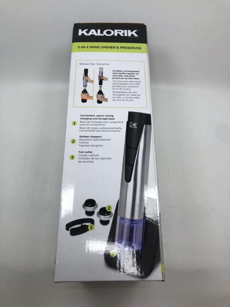 NIB KALORIK 2-1 WINE OPENER & PRESERVER.