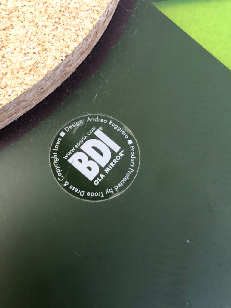 GREEN FLOWER CIRCLE MIRROR BDI OLA BY ANDREA RUGGIERO.