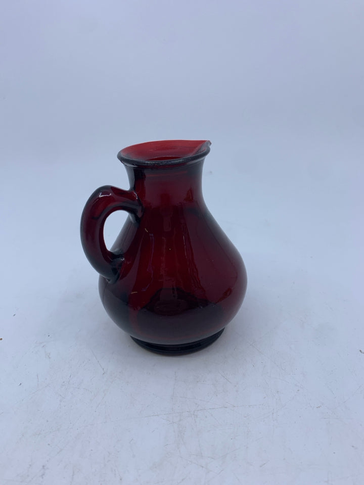 AVON CRANBERRY PITCHER W/HANDLE.