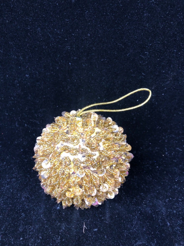 GOLD BEADED SEQUINs BALL DECORATION.
