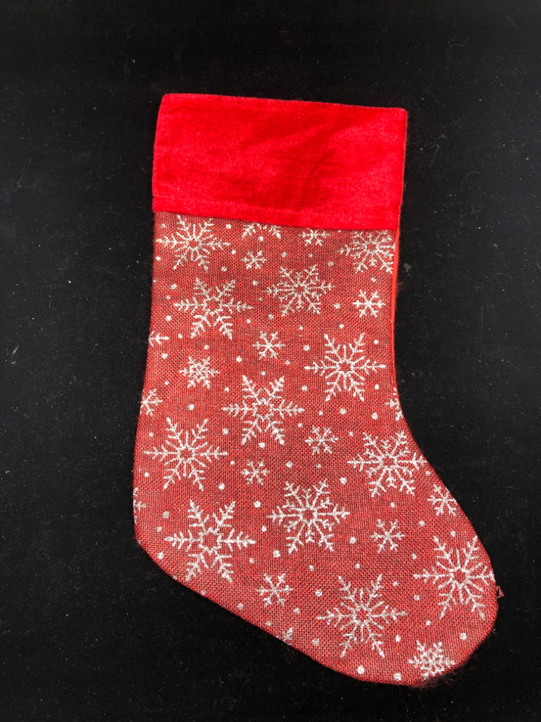 RED AND SILVER SNOWFLAKE STOCKING.