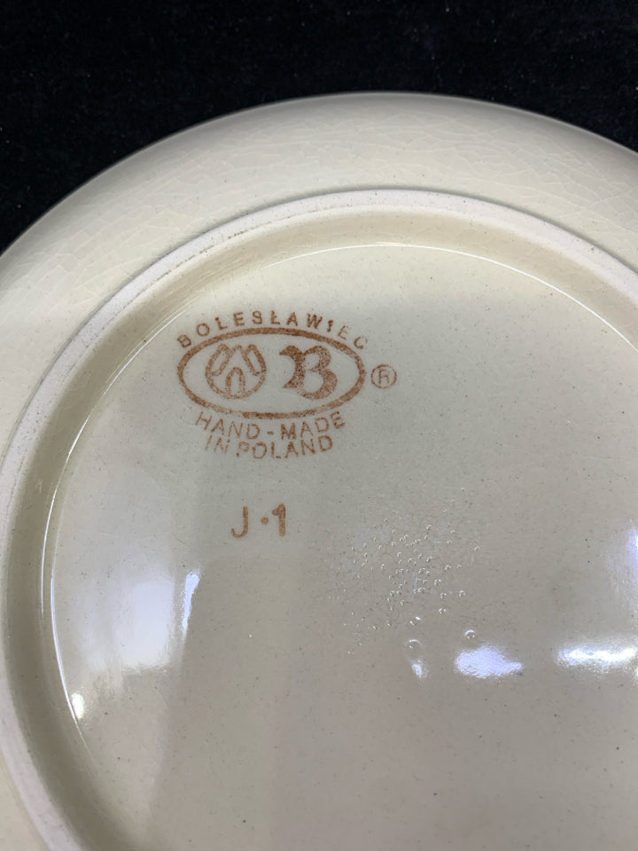 2 PC POLISH POTTERY LARGE CHEESE LADY.