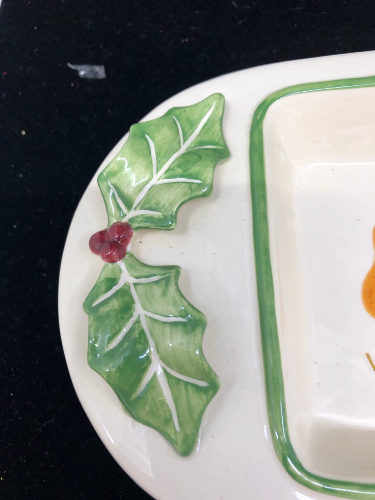 OVAL WARMEST WINTER WISHES DIVIDED SERVER W HOLLY.