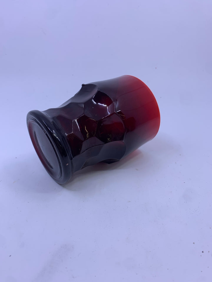 4 VTG SHORT AVON CRANBERRY WATER GLASSES.
