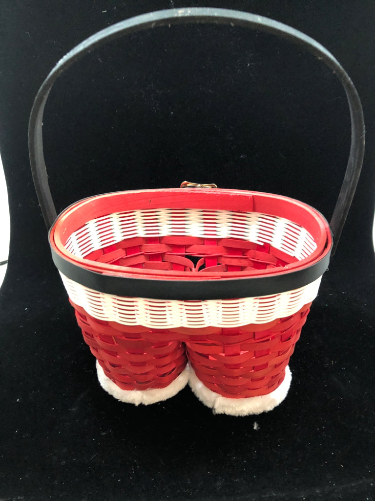 SANTA LEGS WICKER BASKET.