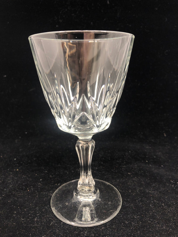 4 CUT GLASS BOTTOM WINE GLASSES.