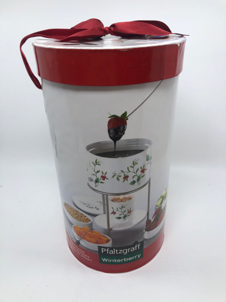 NIB PFALTZGRAFF WINTERBERRY FONDUE SET.