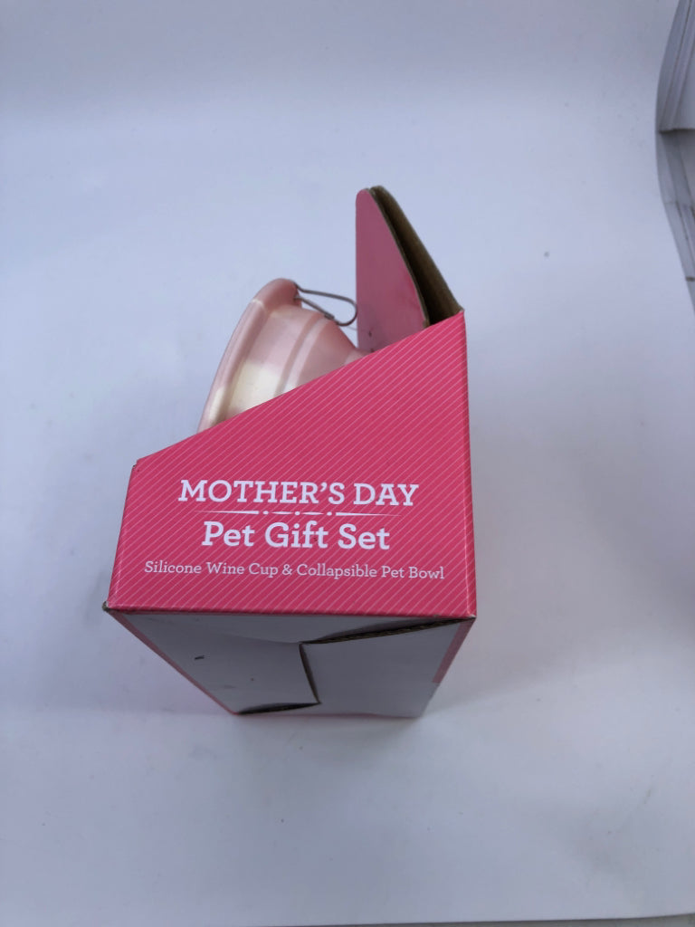 NIB MAMA WINE GLASS AND PET BOWL.