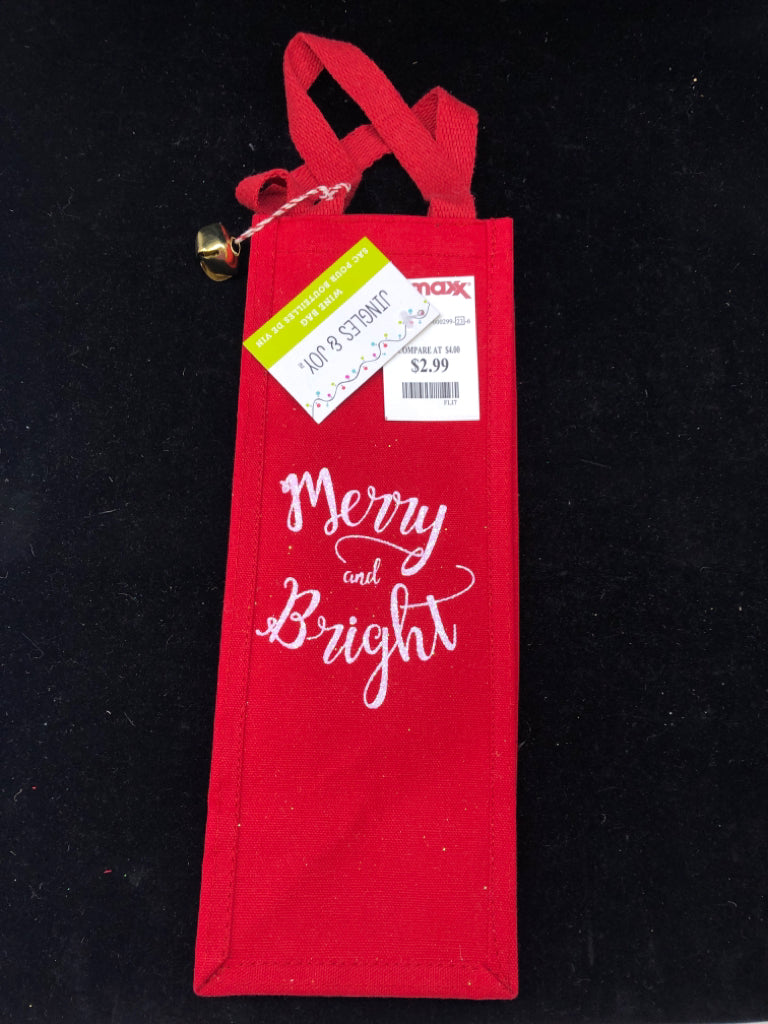 NWT MERRY AND BRIGHT WINE BAG.