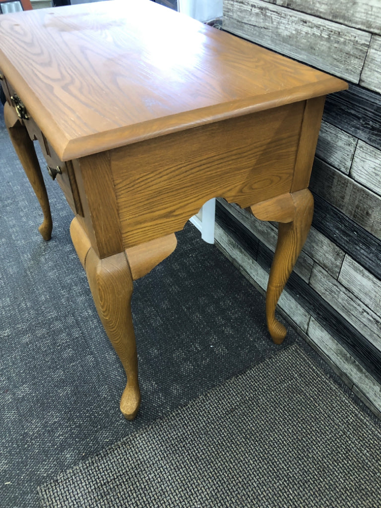 WOOD SOFA/ CONSOLE TABLE W/ DRAWER.