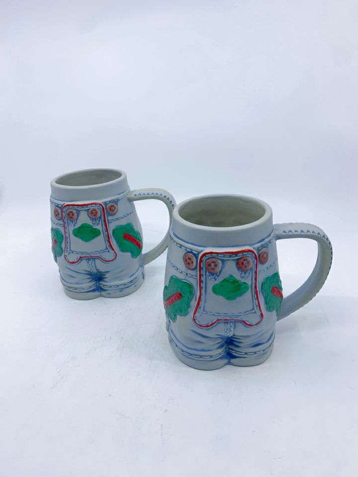 2 HEAVY GERMAN OVERALL MUGS.