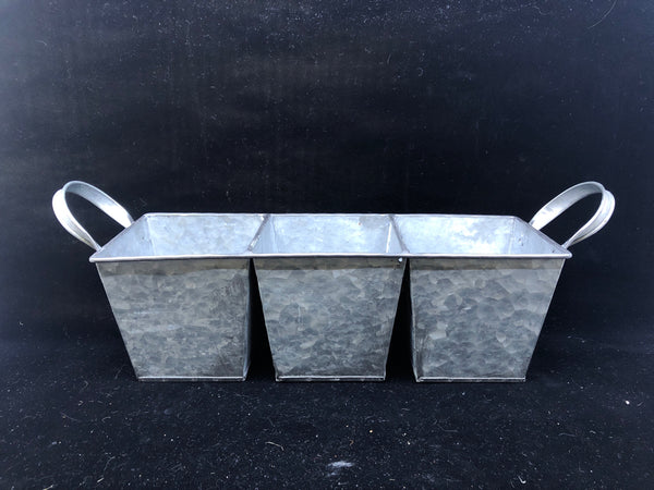 3 DIVIDED GALVANIZED BUCKET W HANDLES.