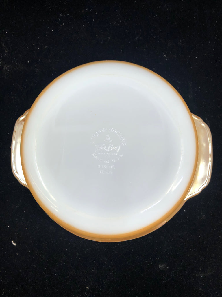 VTG CARNIVAL GLASS BAKING DISH W HANDLE-FIRE KING.