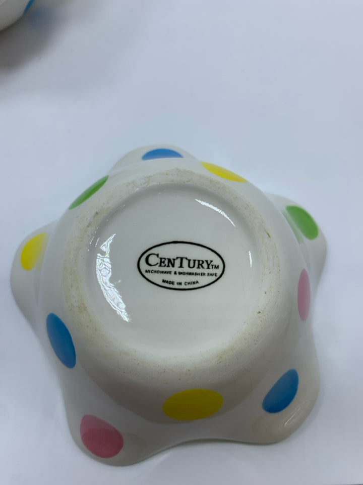 4 COLORFUL POLK-DOT CENTURY ICE-CREAM BOWLS.