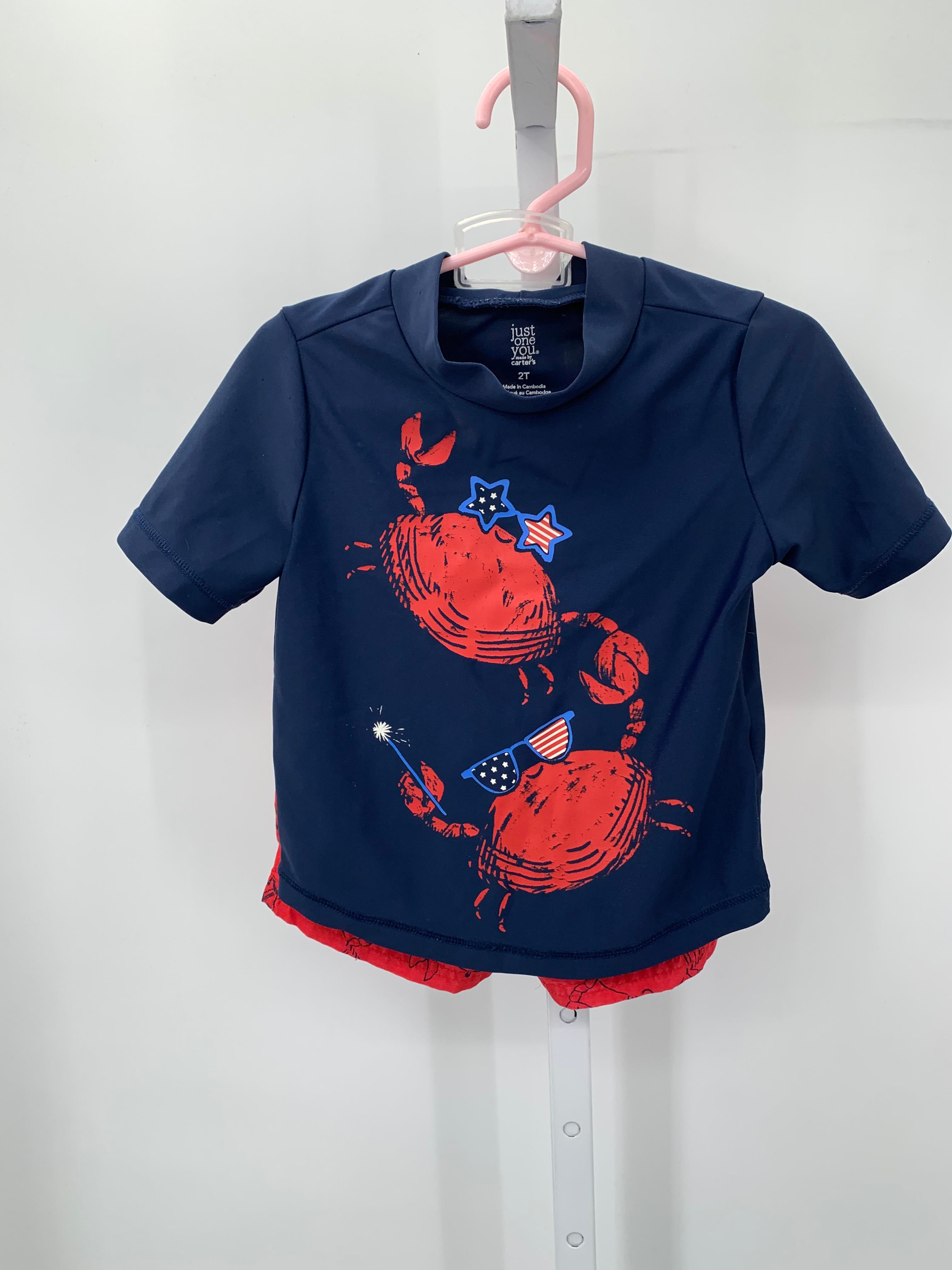 CRABS SWIM SHIRT RED SWIM TRUNKS