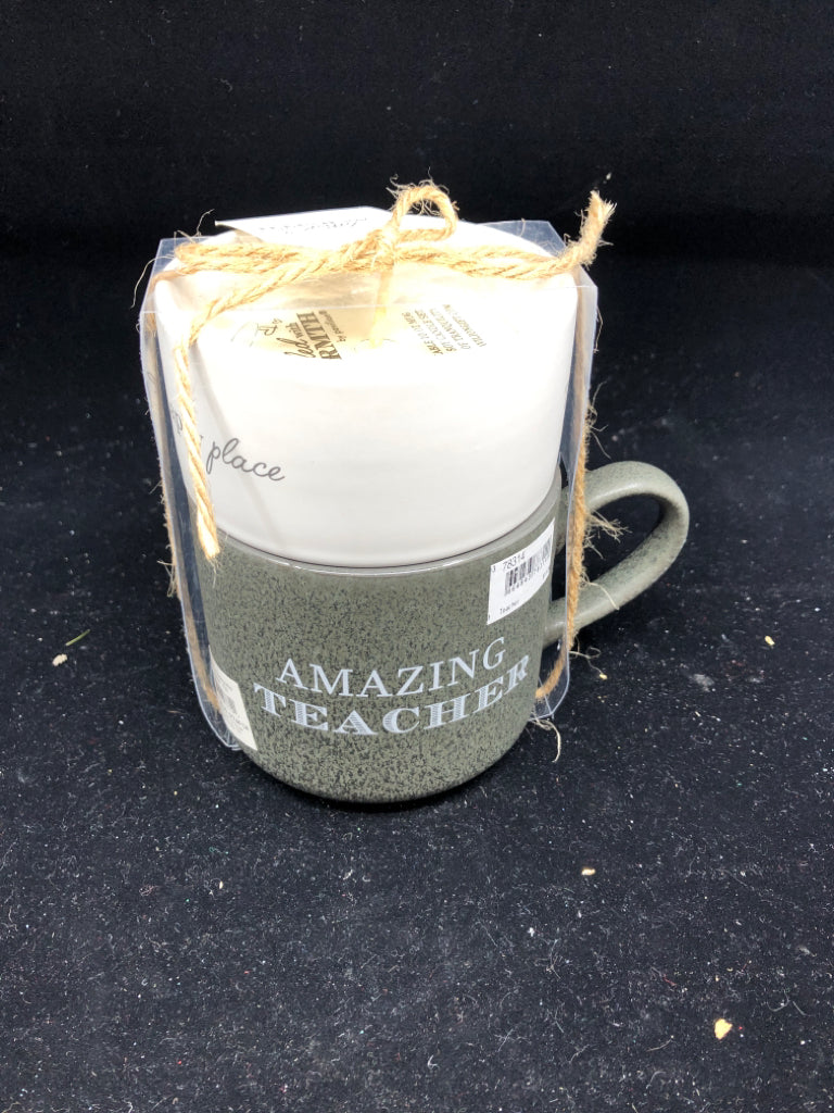 NIB CANDLE MUG FOR TEACHER.