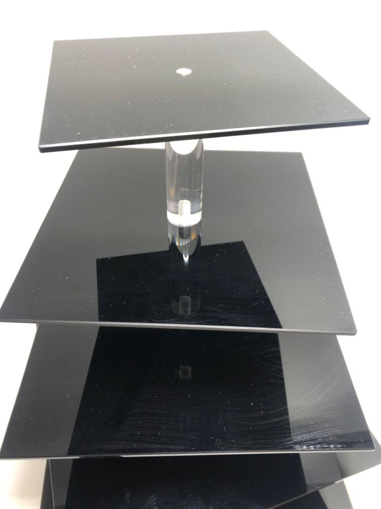 5-TIER BLACK SQUARE CUPCAKE HOLDER.