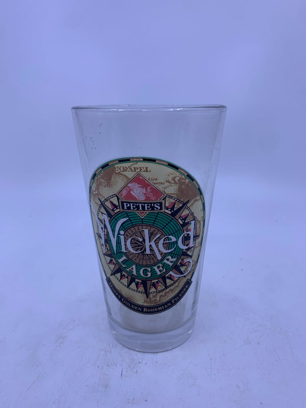 PETE'S WICKED LAGER DRAFT GLASS.