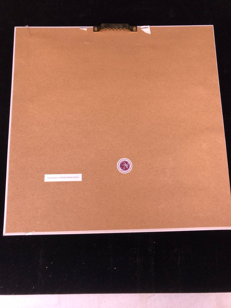 CORAL IN WHITE FRAME W/ GOLD EDGES.