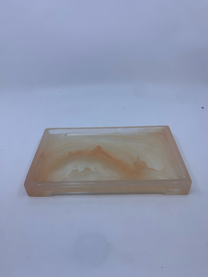 PEACH SWIRL FOOTED TRAY.