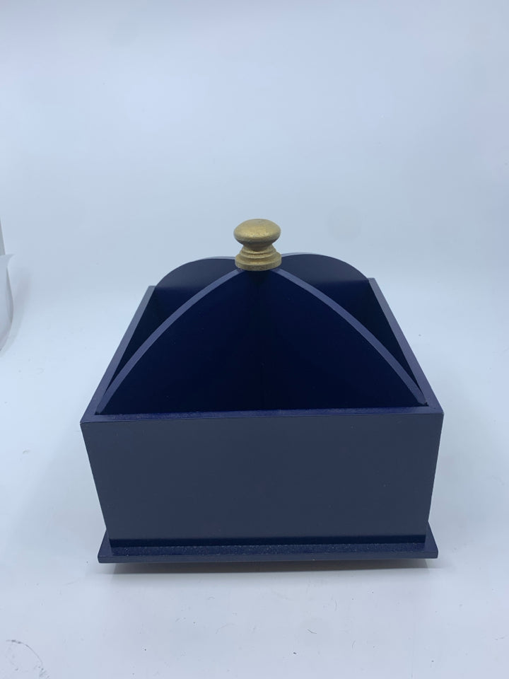 ROTATING BLUE DESK ORGANIZER.