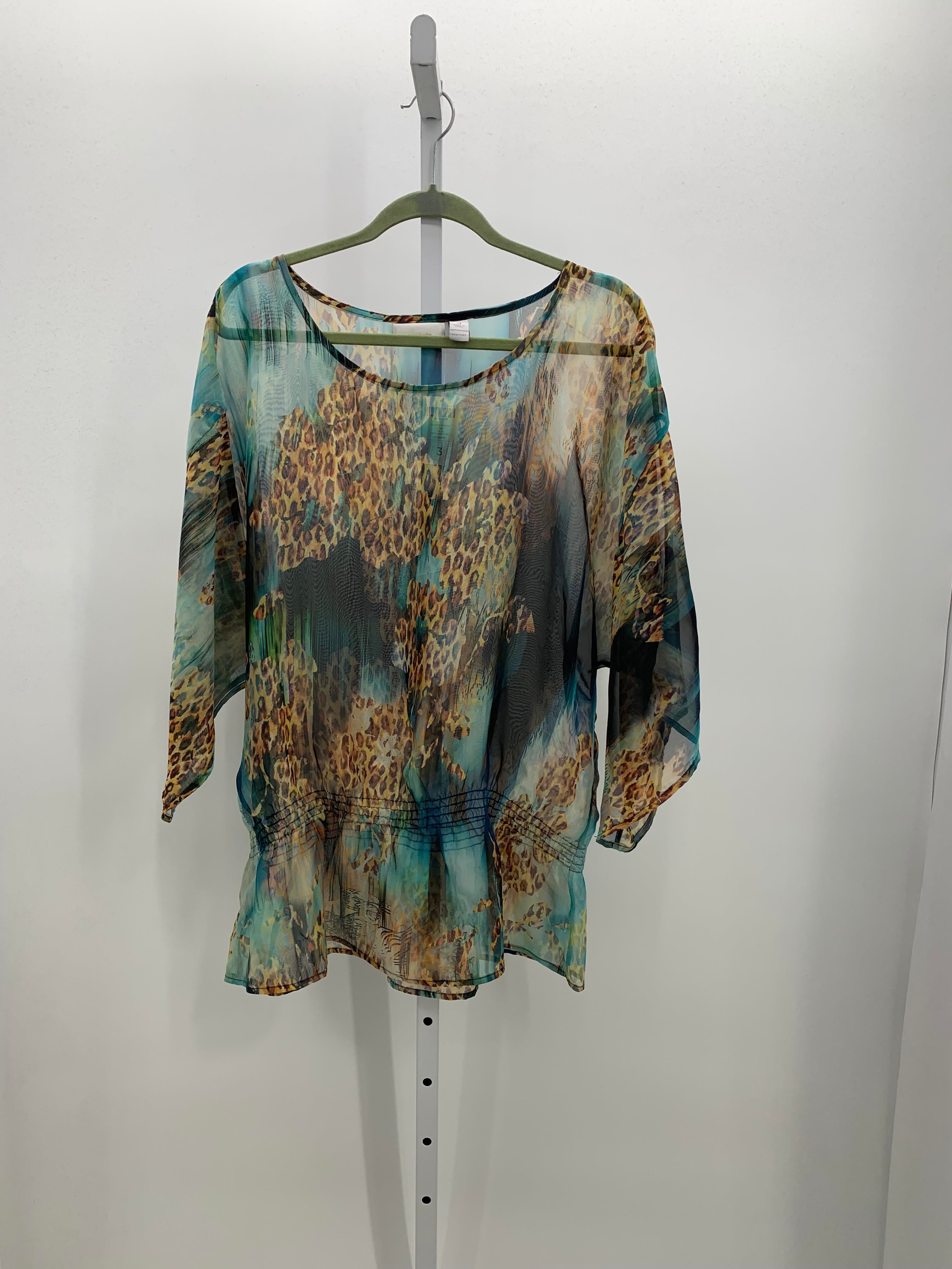 Chico's Size Large Misses 3/4 Sleeve Shirt